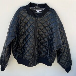 Good American Better Than Leather Quilted Bomber Jacket